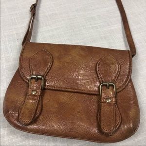 Ecote Urban Outfitters Faux Tooled Brown Leather Crossbody Purse